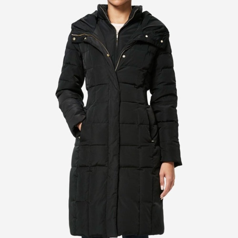 Cole Haan Signature 40-inch Taffeta Down Coat SIZE X-SMALL BLACK